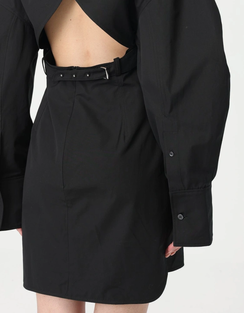 Mini Dress Puff Sleeves Boat Neck