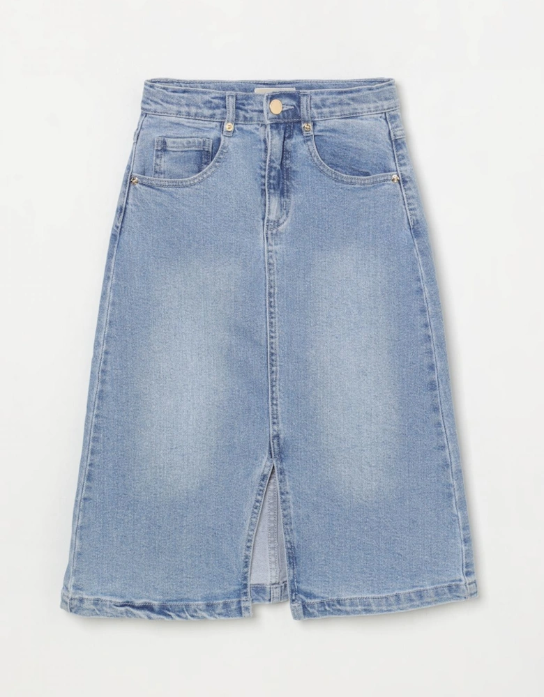 Denim Skirt Front Slit