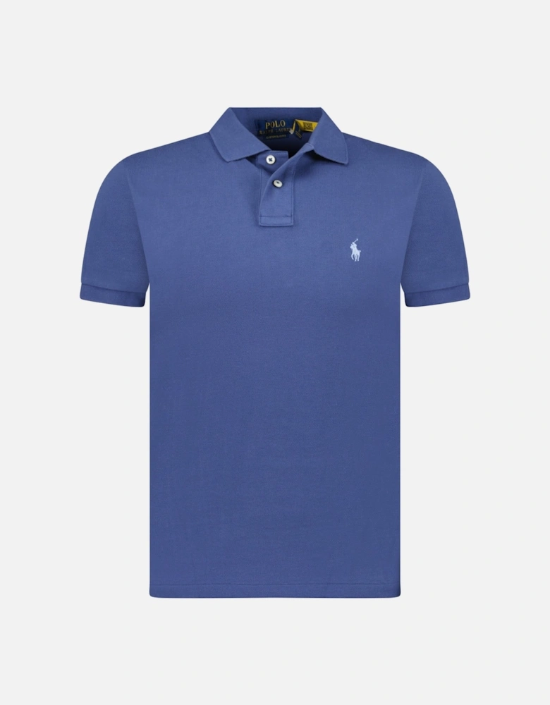 Cotton Mesh Custom Fit Polo Shirt in Light Navy