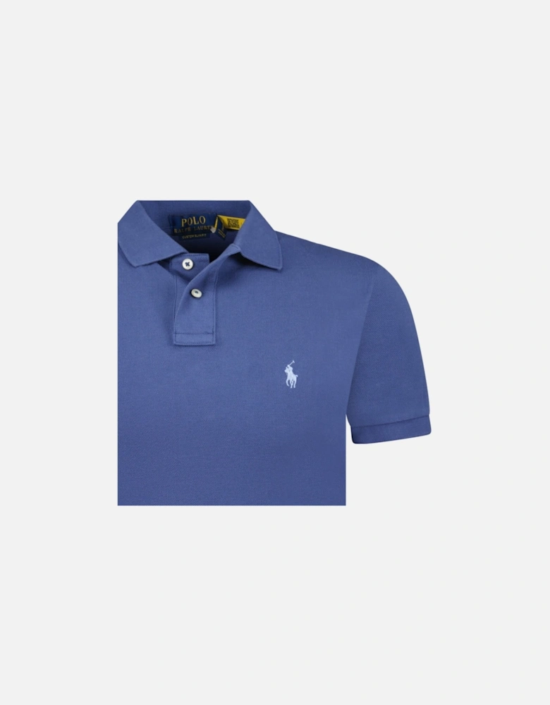 Cotton Mesh Custom Fit Polo Shirt in Light Navy