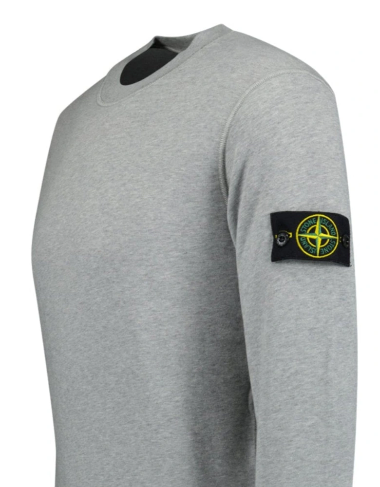 Compass Badge Organic Cotton Crewneck Sweatshirt Grey