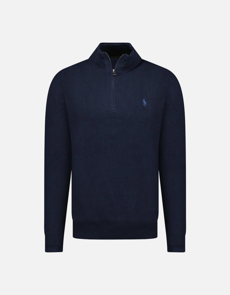 Knit Quarter Zip Jumper in Navy