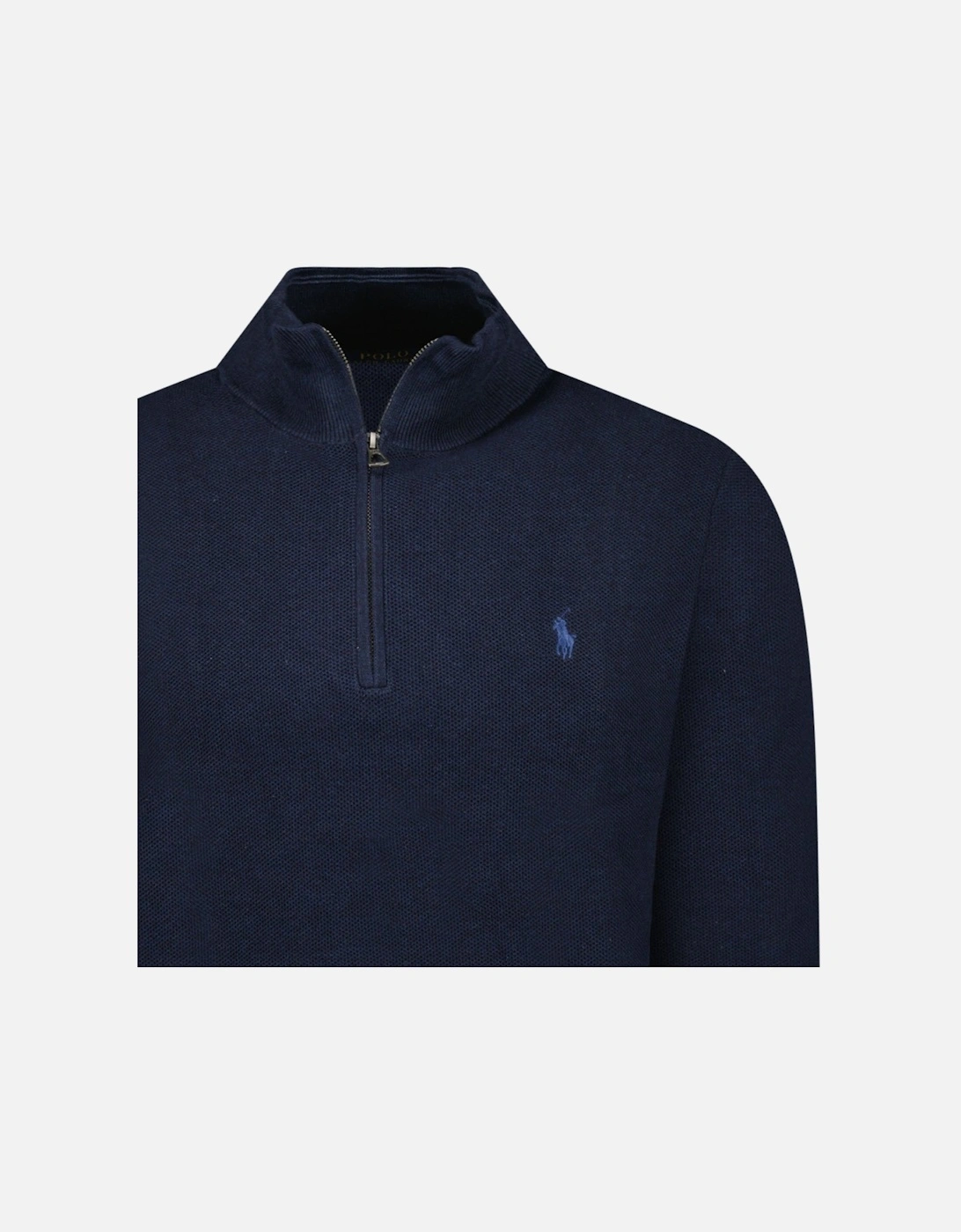 Knit Quarter Zip Jumper in Navy