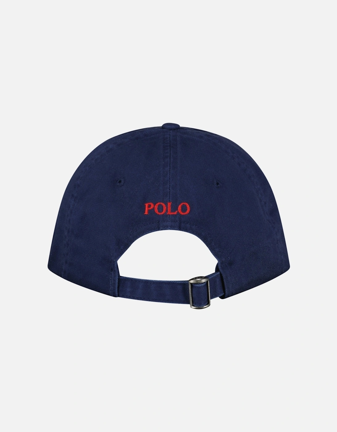 Cotton Chino Baseball Cap in Navy with Red Logo