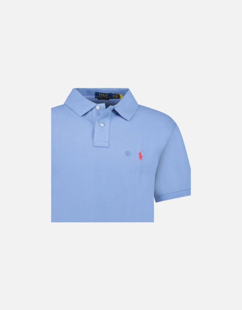 Custom Slim Fit Mesh Polo Shirt in Campus Blue