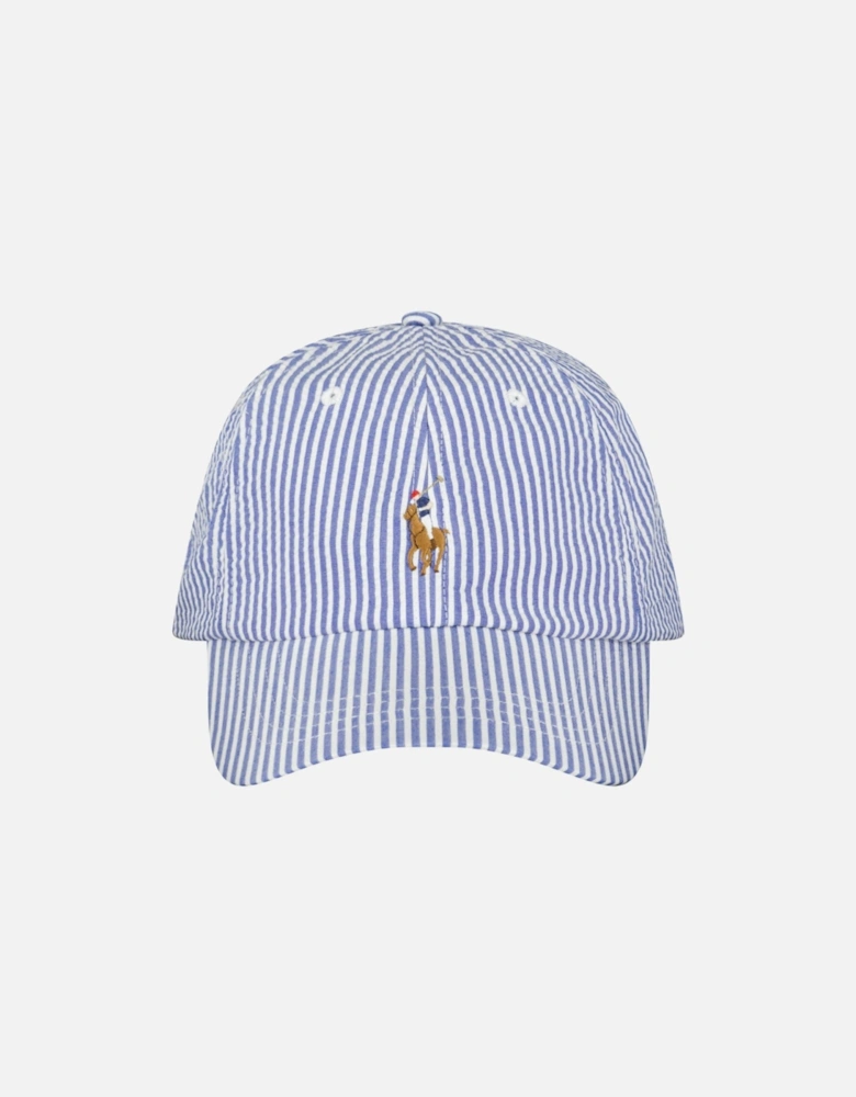 Cotton Sport Baseball Cap in Blue/ White Stripe