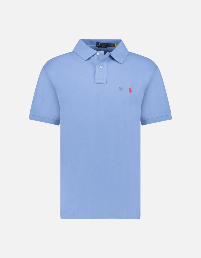 Custom Slim Fit Mesh Polo Shirt in Campus Blue