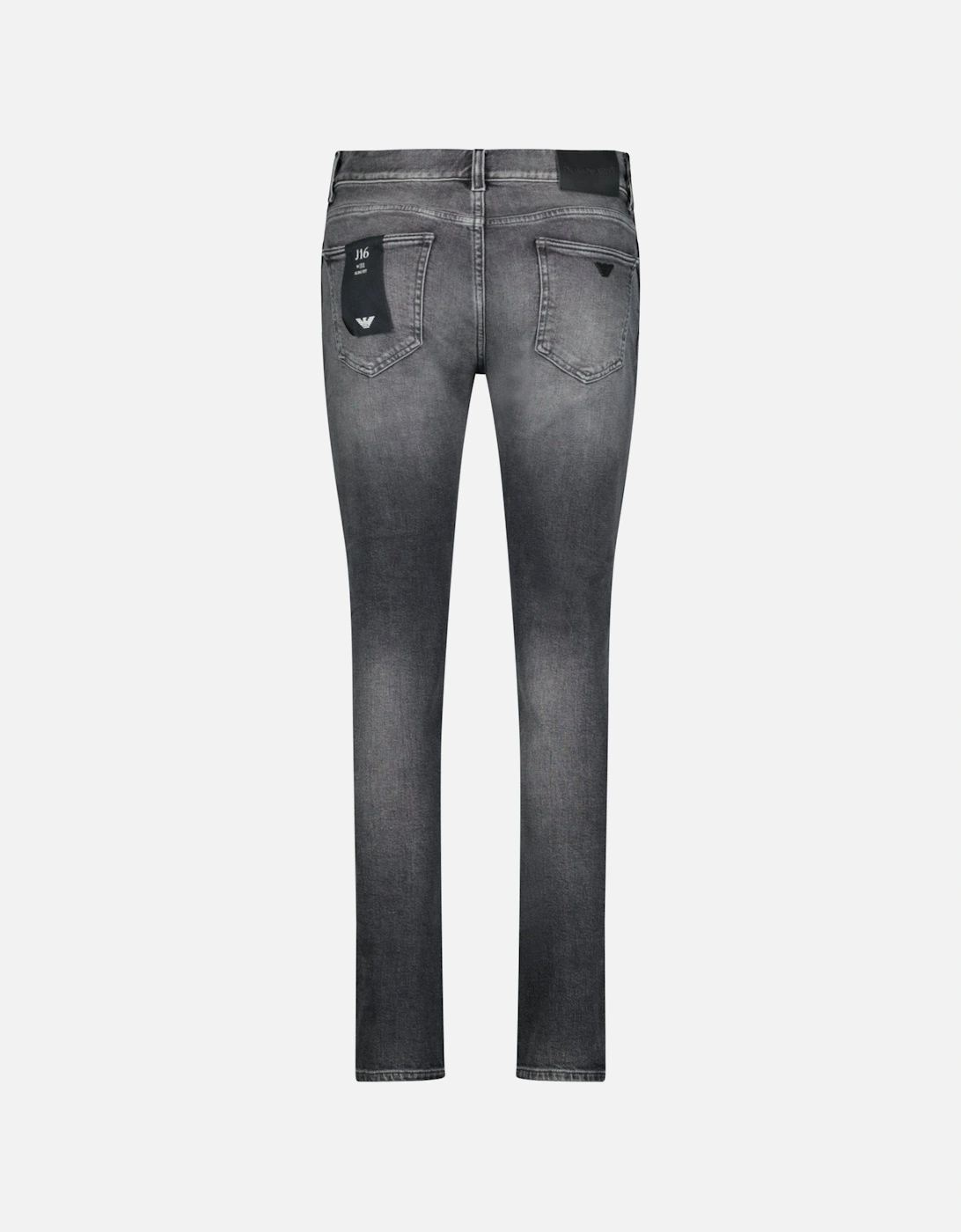 J16 Slim-Cut Stonewashed Jeans in Black Grey