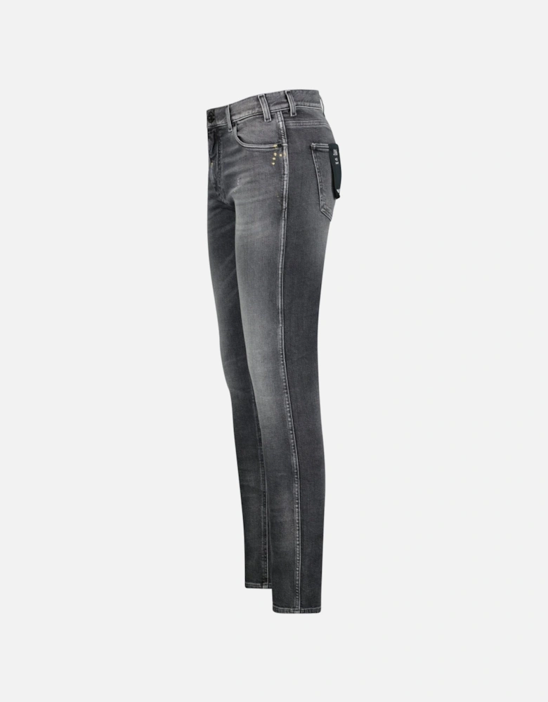 J16 Slim-Cut Stonewashed Jeans in Black Grey