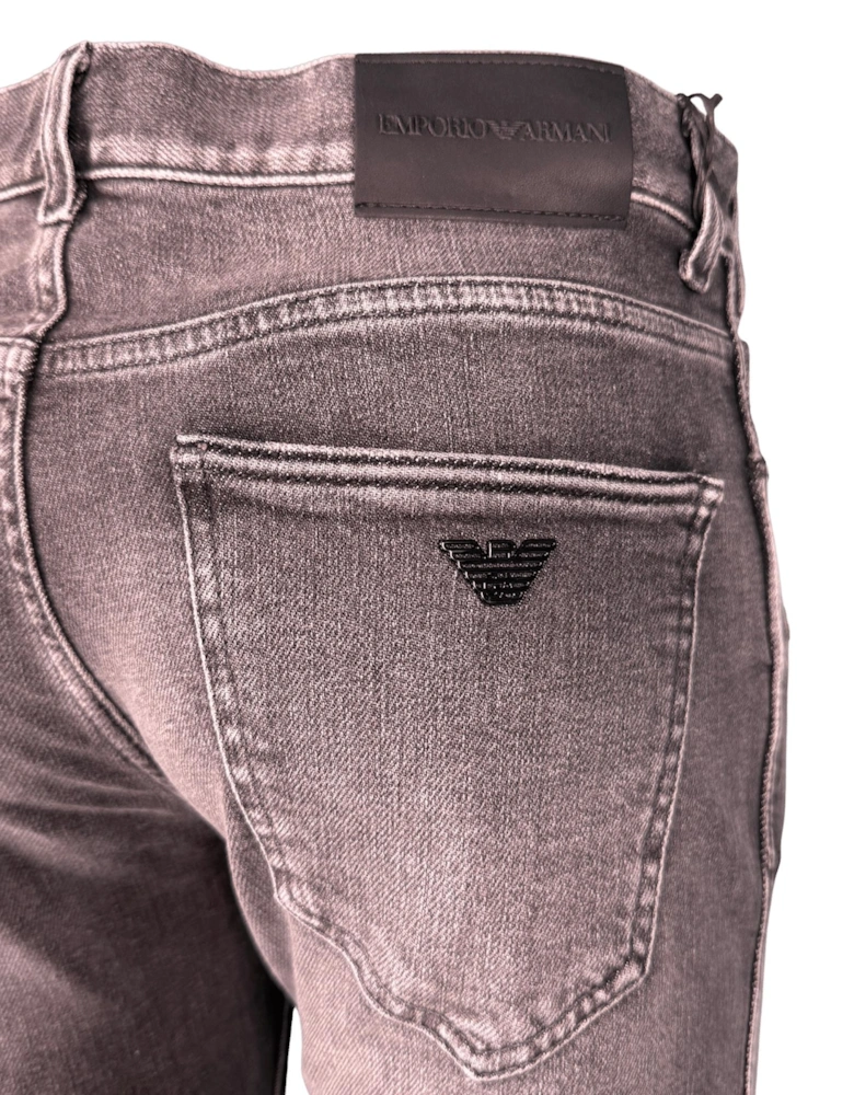 J16 Slim-Cut Stonewashed Jeans in Black Grey