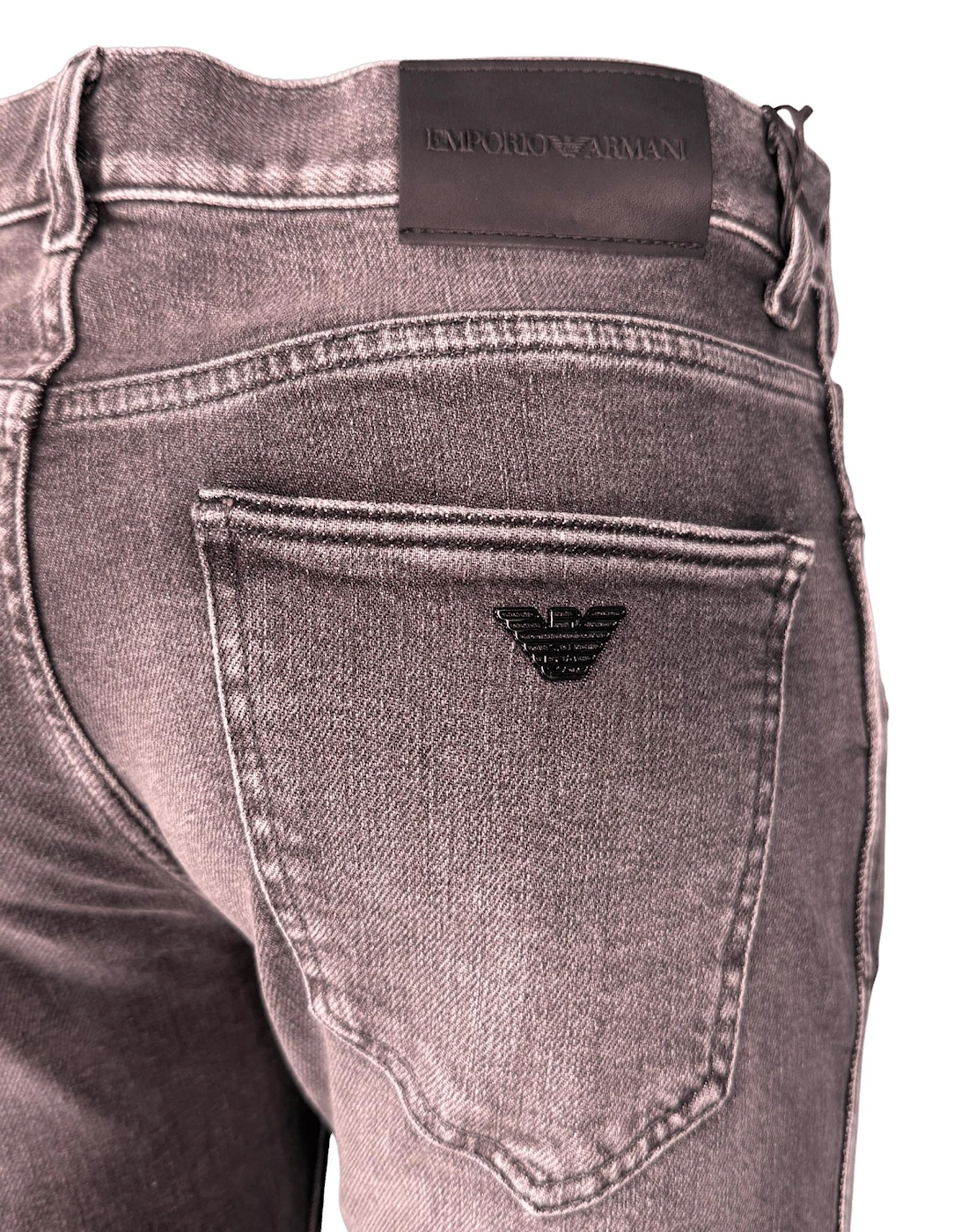 J16 Slim-Cut Stonewashed Jeans in Black Grey