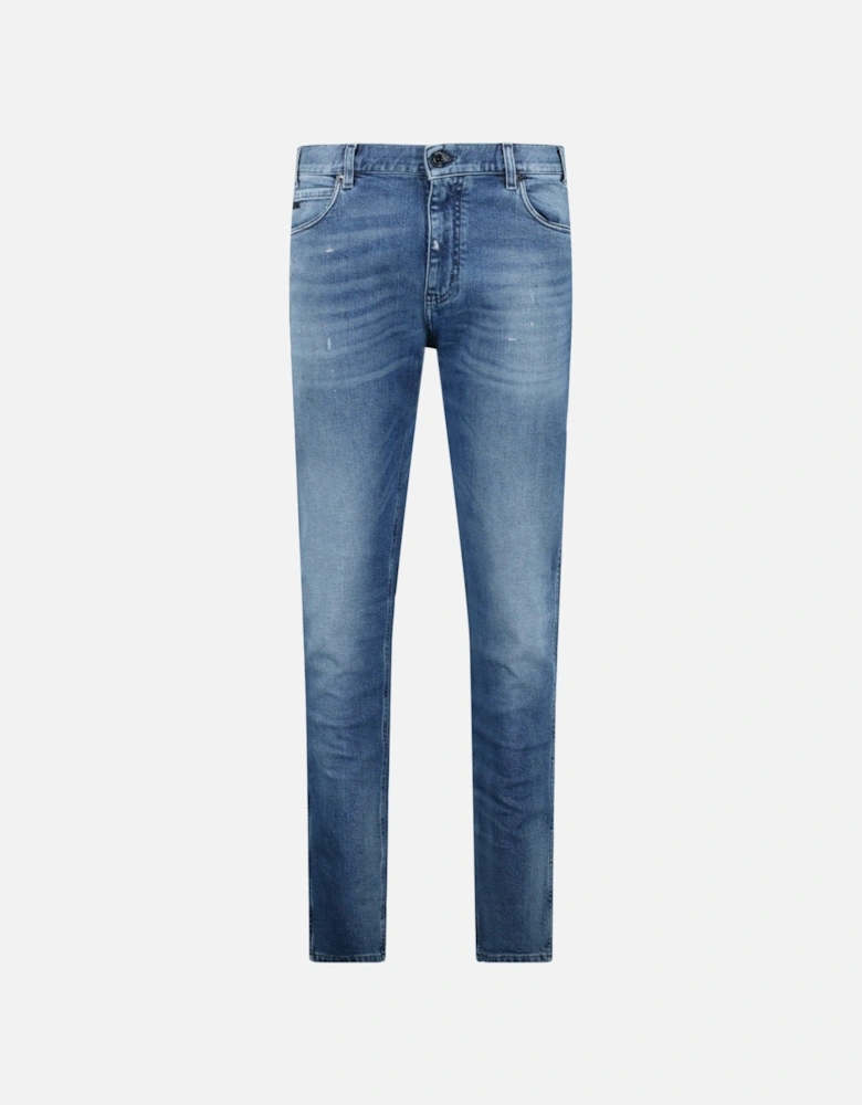 J16 Slim-Cut Stonewashed Jeans in Blue