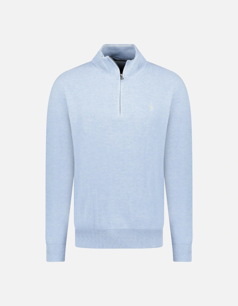 Knit Quarter Zip Jumper in Blue Hyacinth
