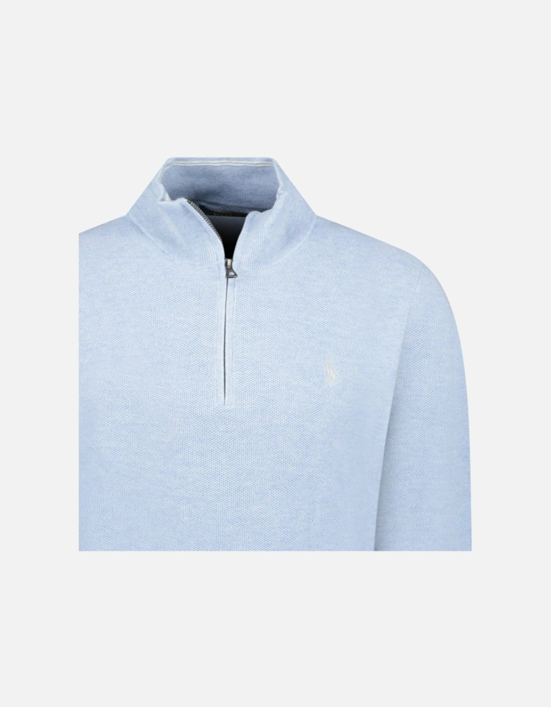 Knit Quarter Zip Jumper in Blue Hyacinth