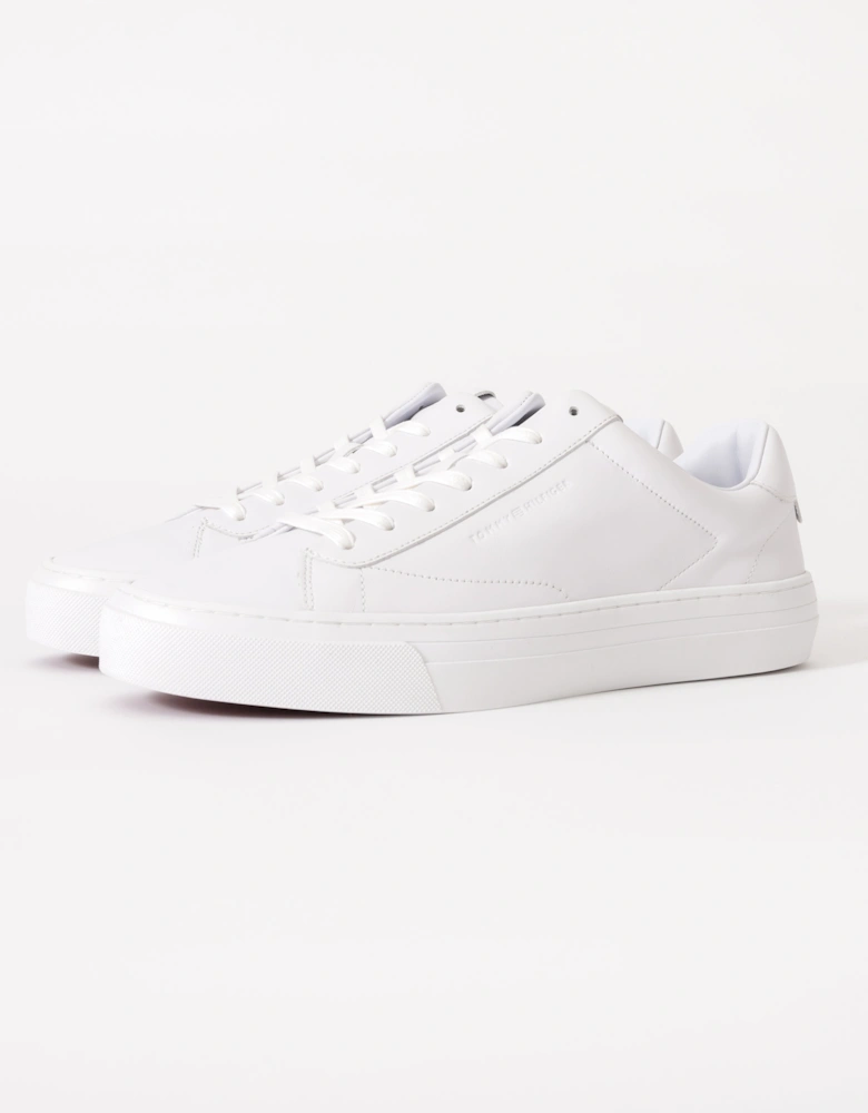 Premium Dress Nappa Leather Mens Cupsole Trainers - White