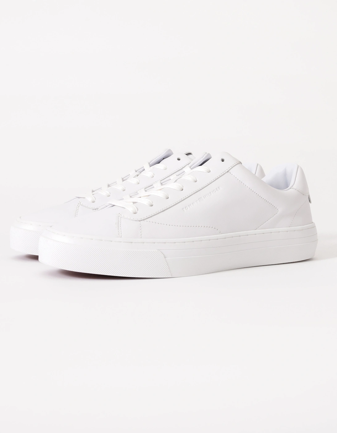 Men's Tommy Hilfiger Premium Dress Nappa Leather Mens Cupsole Trainers - White - Size: 8