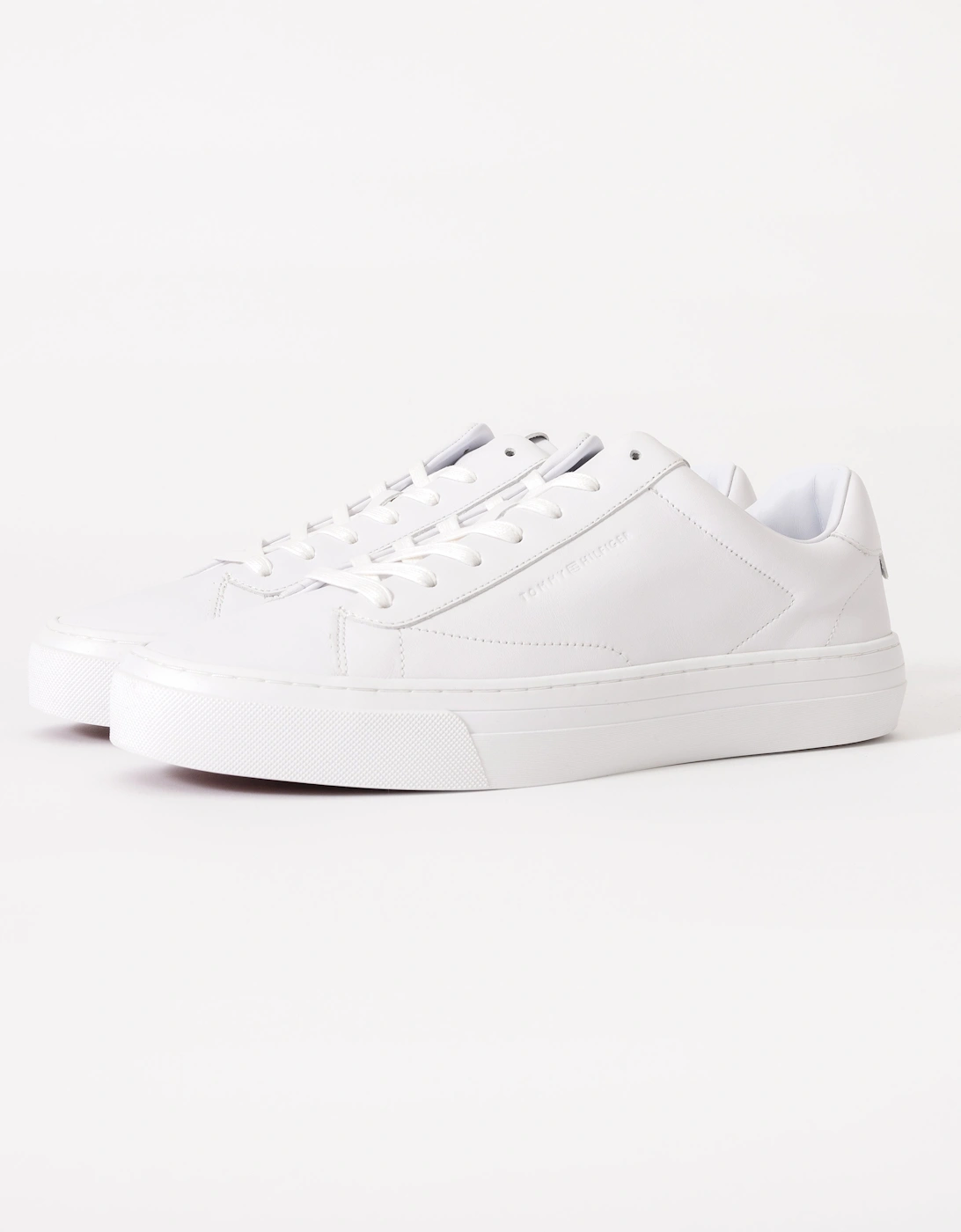 Premium Dress Nappa Leather Mens Cupsole Trainers - White, 2 of 1