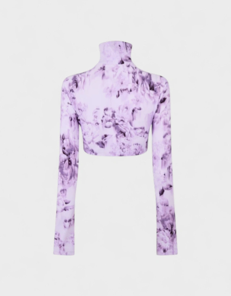 Chinese Cropped Long Sleeve Tee Purple