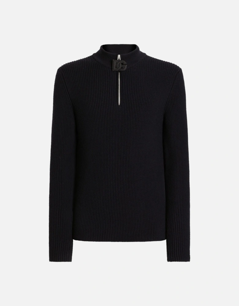 QUARTER ZIP LOGO SWEATER