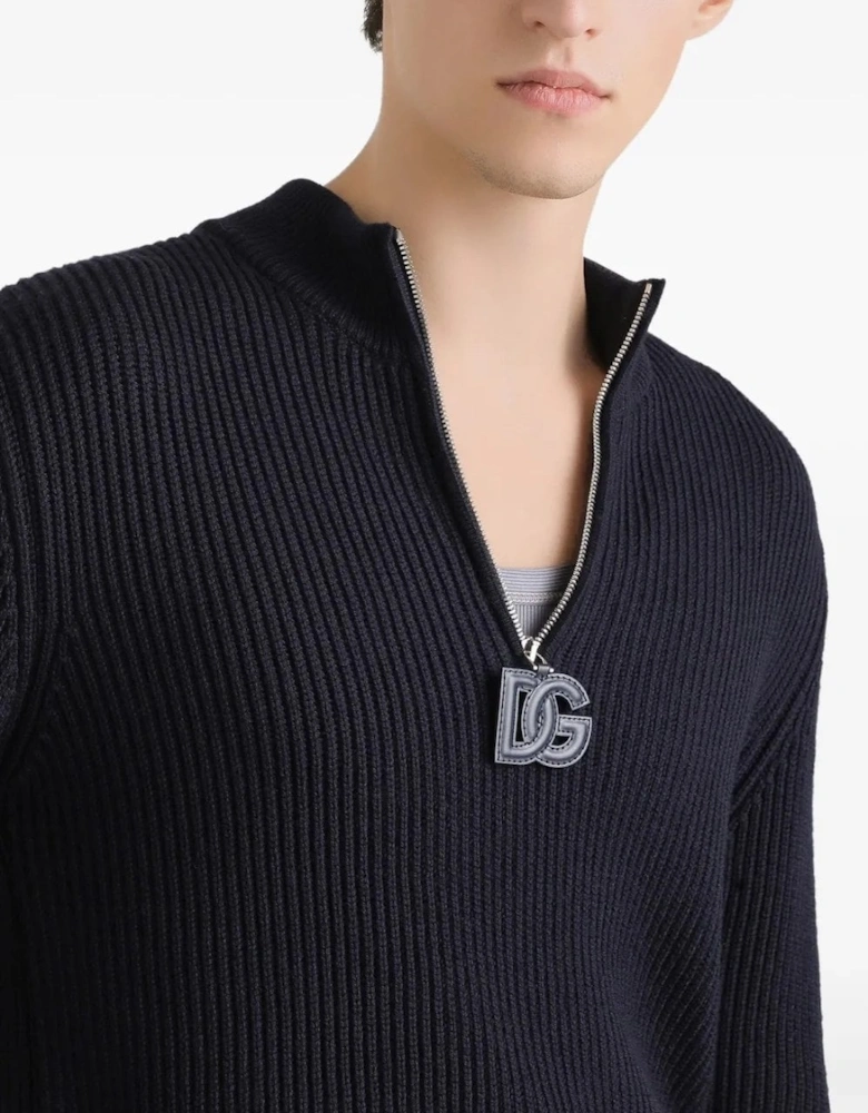 QUARTER ZIP LOGO SWEATER