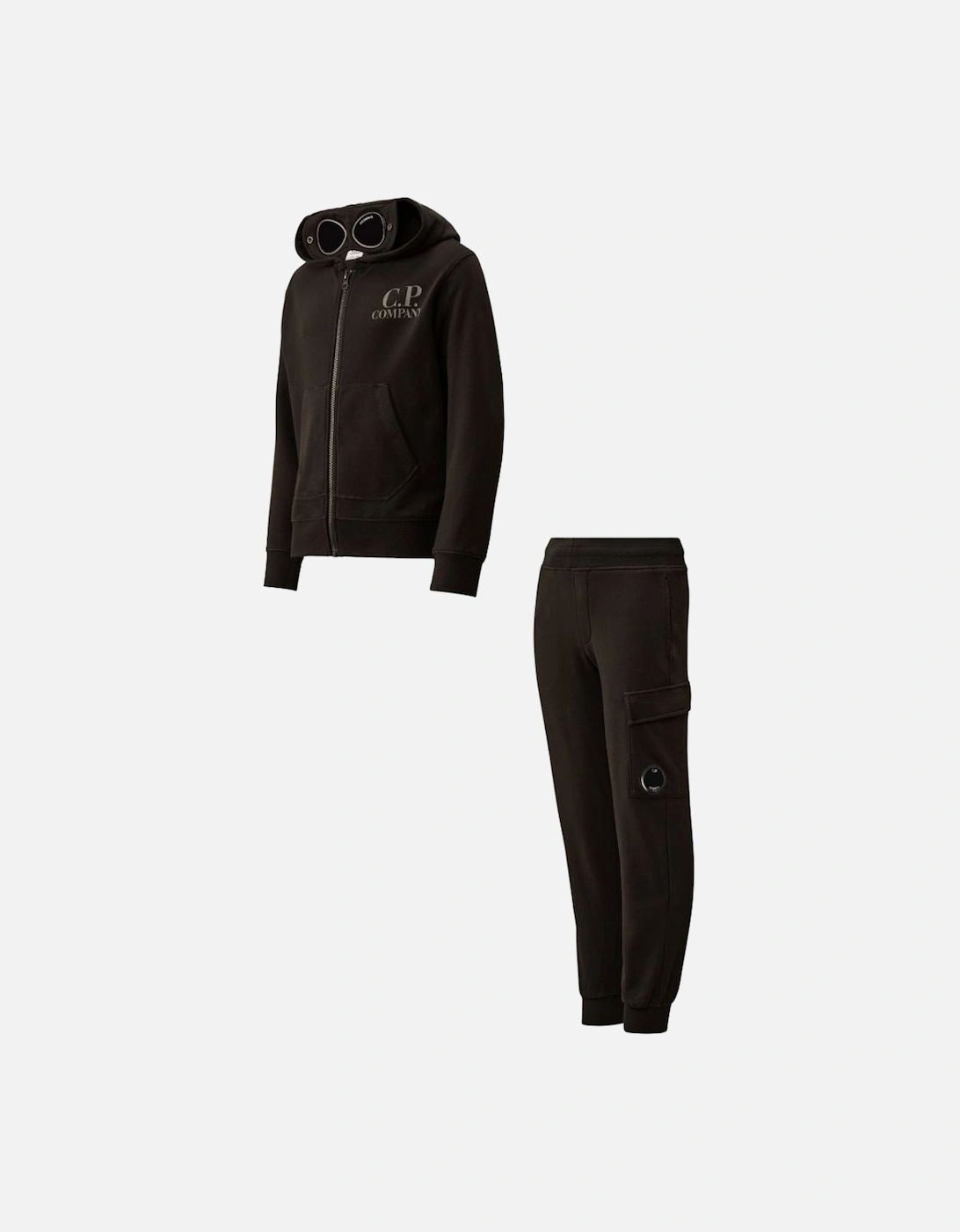 C.P. COMPANY BOYS BLACK HOODED TRACKSUIT CUF01A/COP002