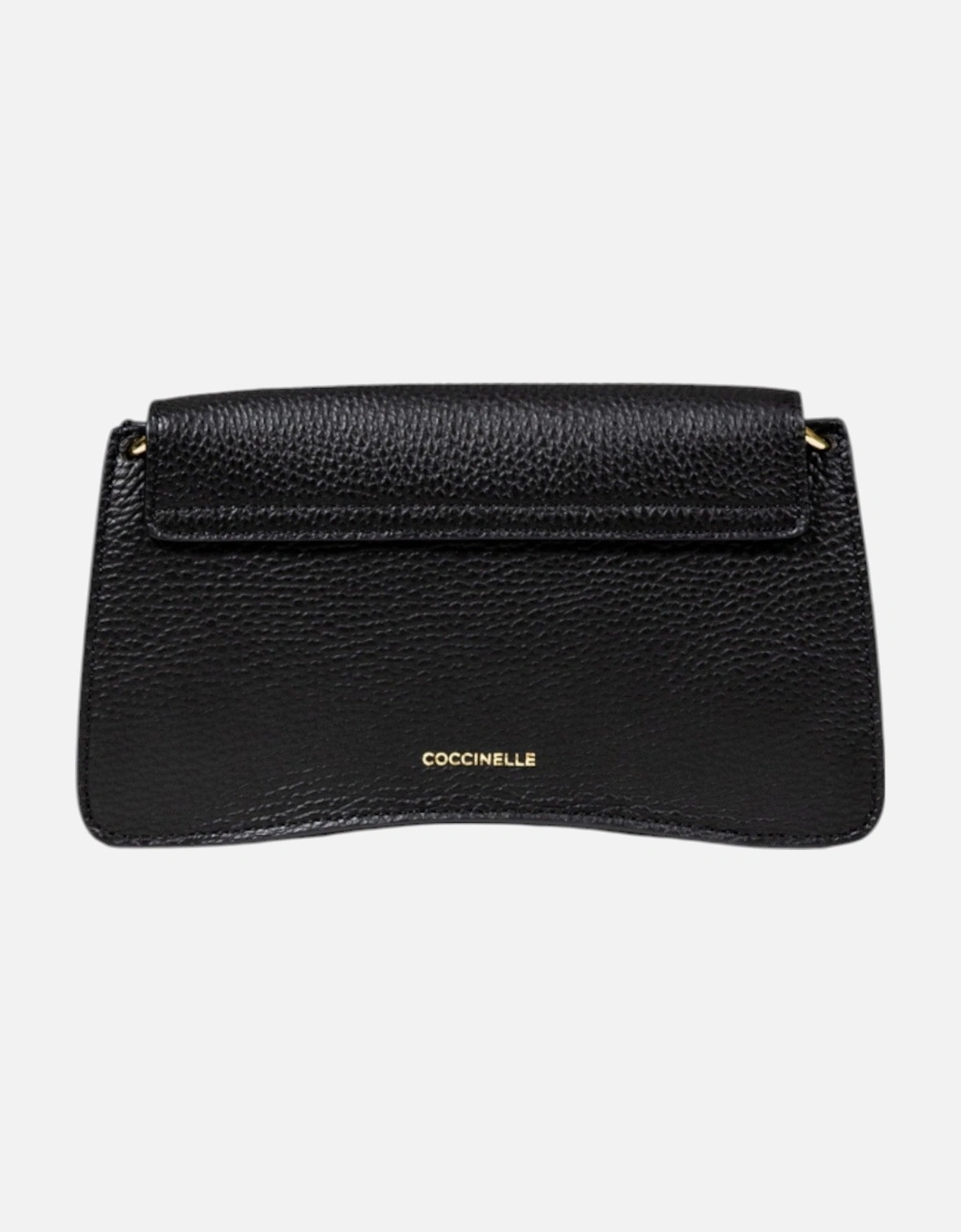 Leather Shoulder Bag with Button Fastening and Inside Pockets