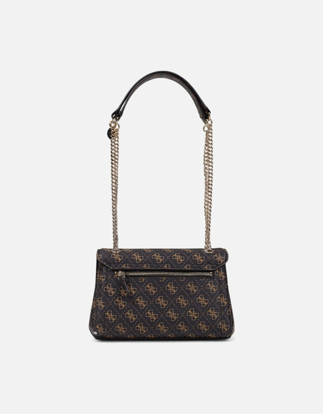 Print Handbag with Automatic Button Fastening and Inside Pockets
