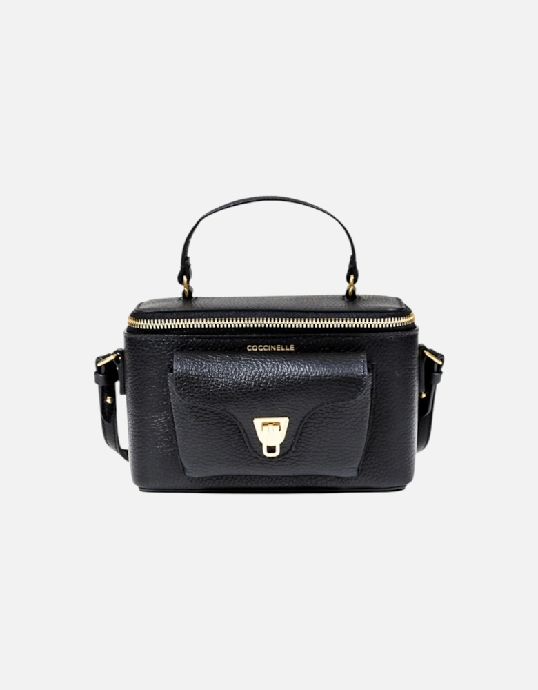 Leather Handbag with Zip Fastening and Shoulder Strap