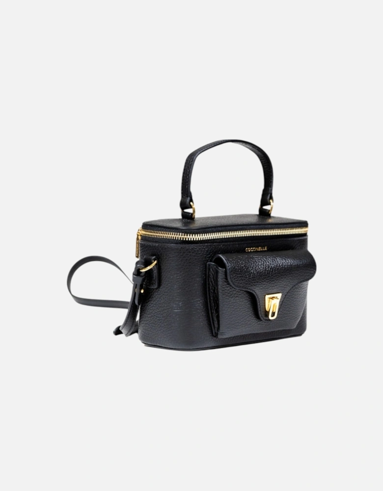 Leather Handbag with Zip Fastening and Shoulder Strap