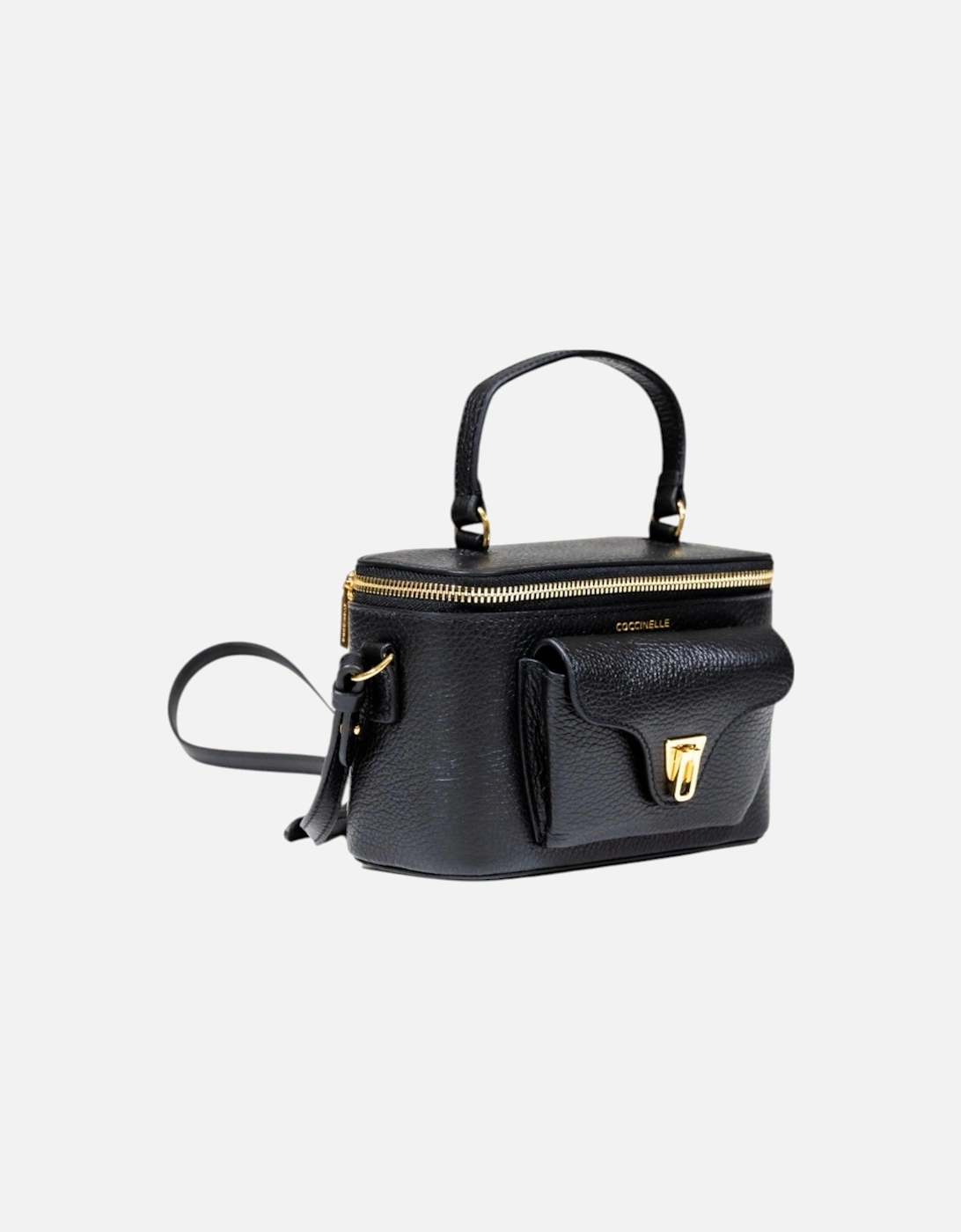 Leather Handbag with Zip Fastening and Shoulder Strap