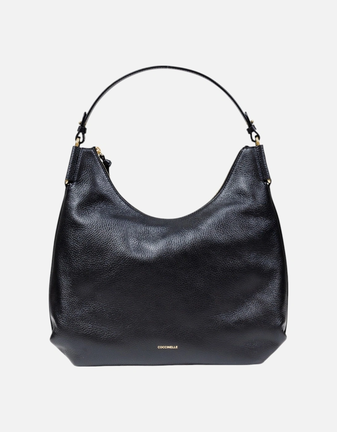 Leather Handbag with Zip and Shoulder Strap