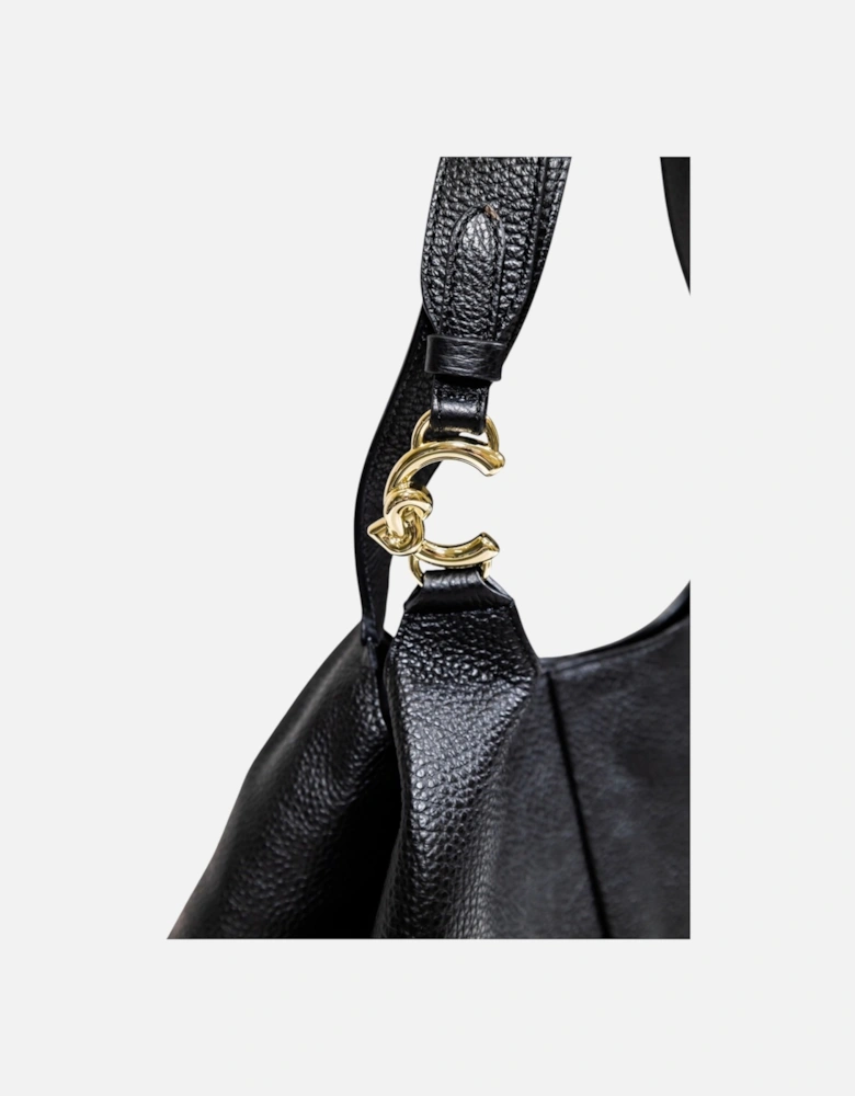 Leather Handbag with Button Fastening
