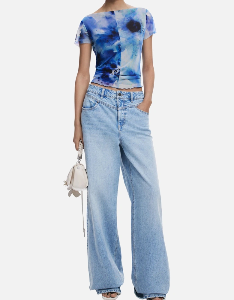 Print Fitted Short Sleeve Top