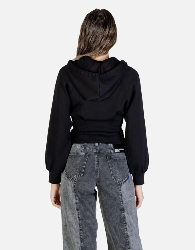 Zip-Up Hooded Sweatshirt with Round Neck and Long Sleeves