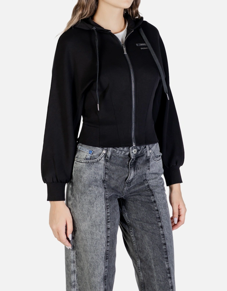 Zip-Up Hooded Sweatshirt with Round Neck and Long Sleeves