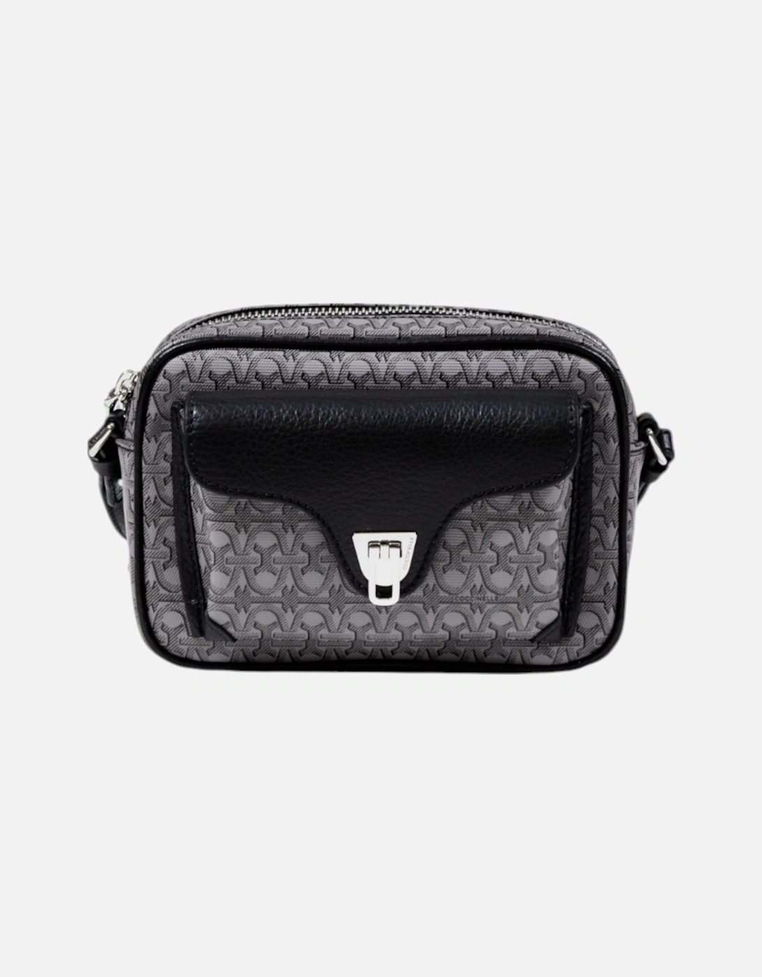 Leather Printed Shoulder Bag with Zip and Multiple Pockets