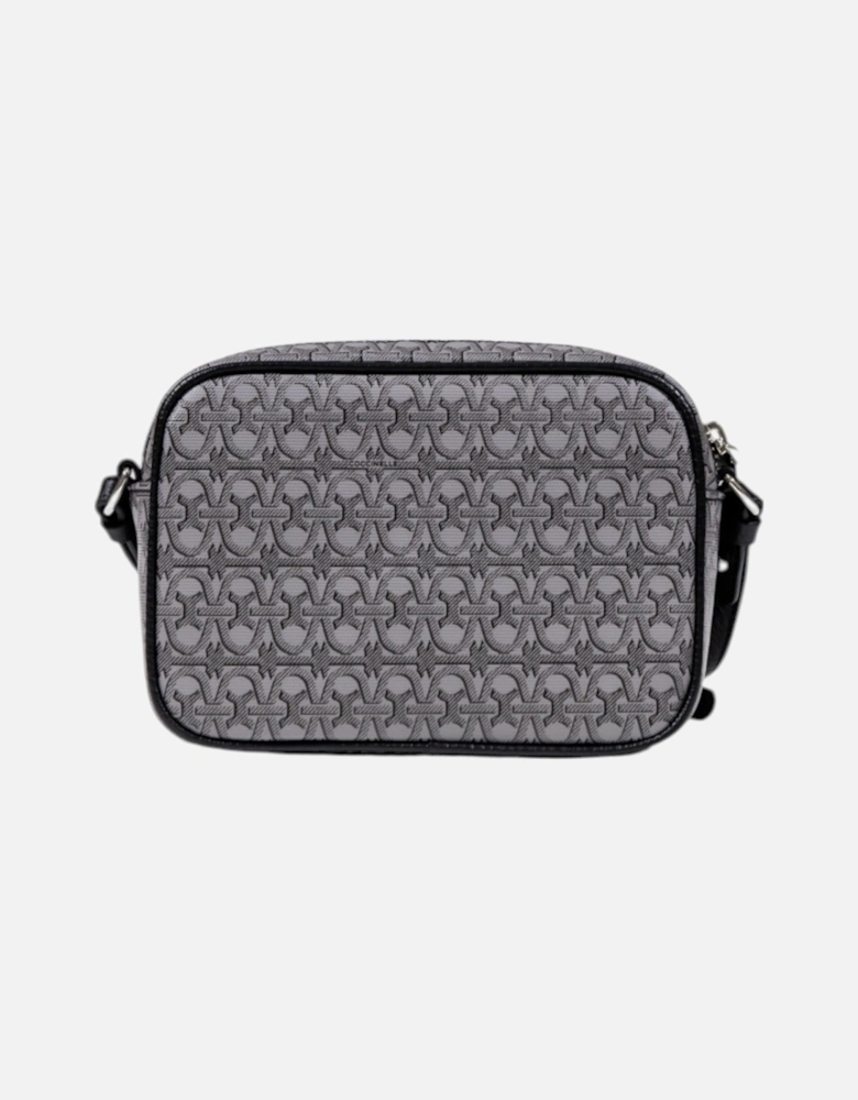 Leather Printed Shoulder Bag with Zip and Multiple Pockets