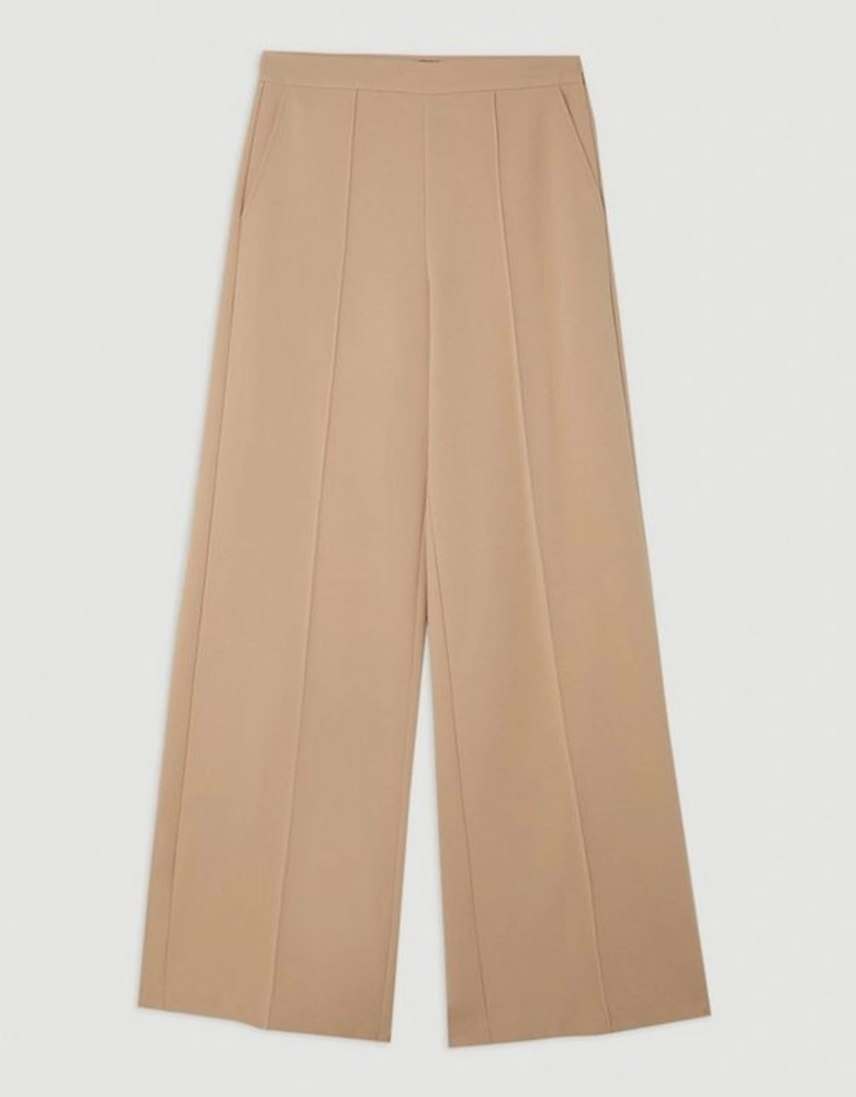 Compact Stretch Essential Tailored High Waist Wide Leg Trousers