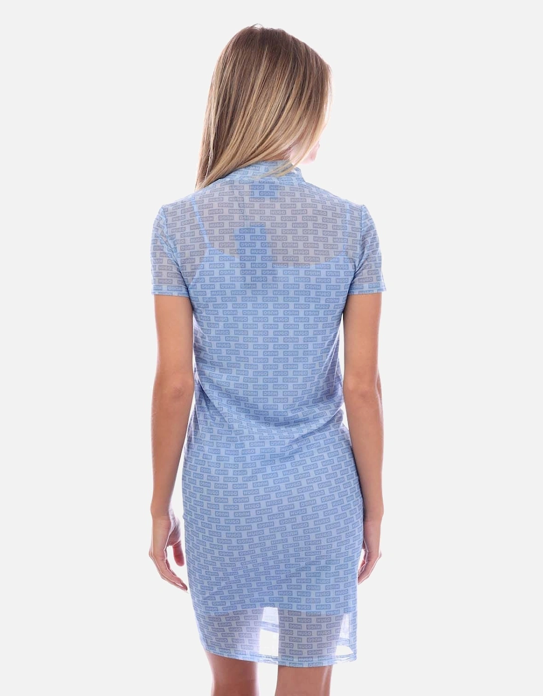 Stretch-Mesh Short Sleeved Dress