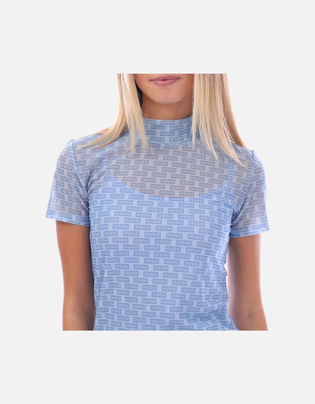 Stretch-Mesh Short Sleeved Dress