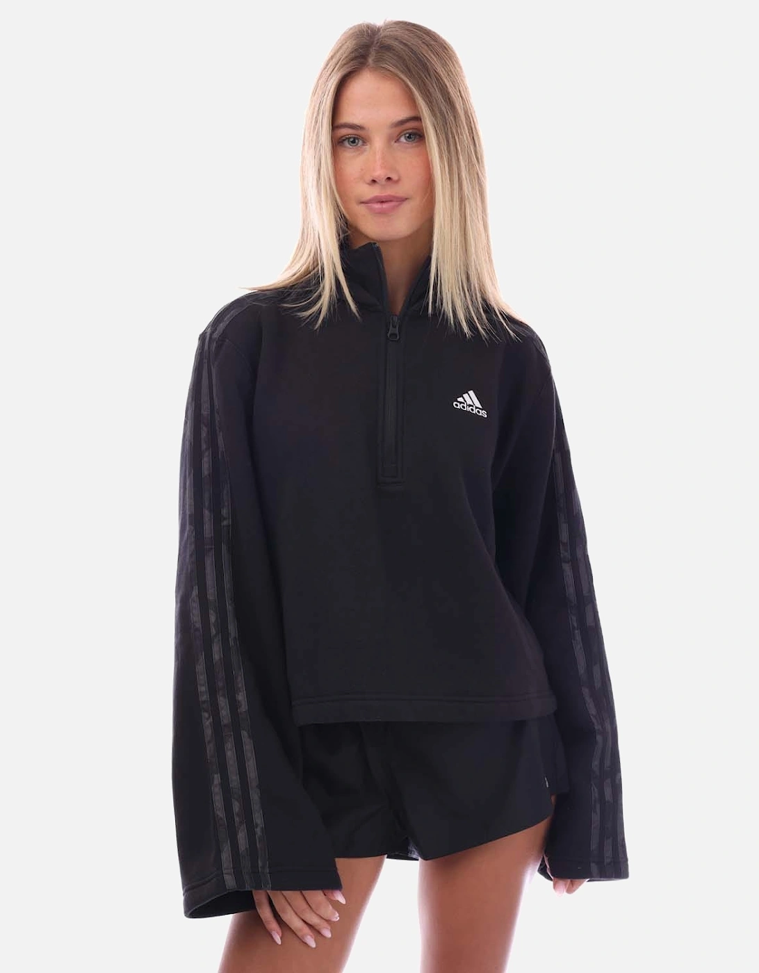 Floral Graphic 3-Stripes Fleece Zip Hoodie, 5 of 4
