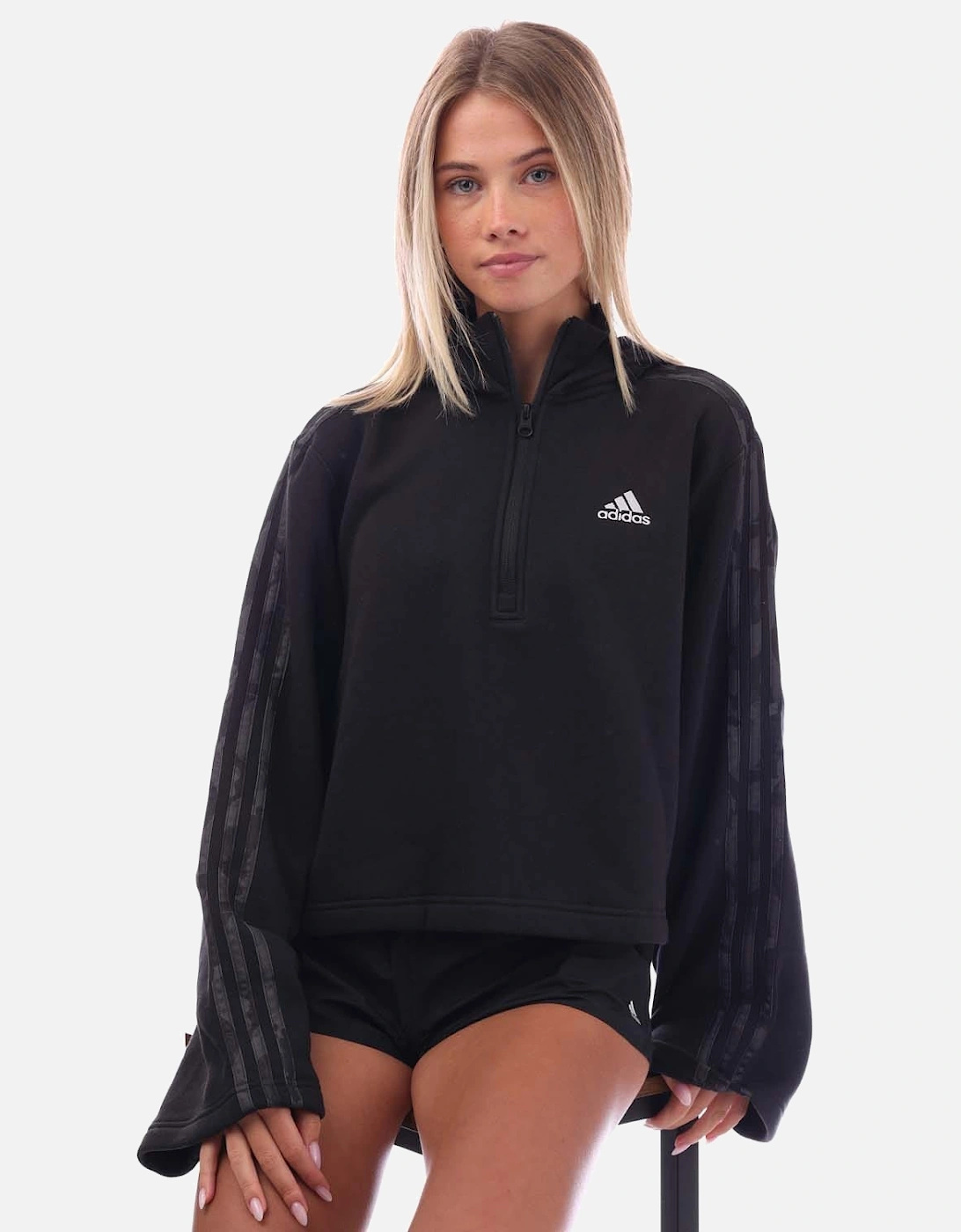 Floral Graphic 3-Stripes Fleece Zip Hoodie