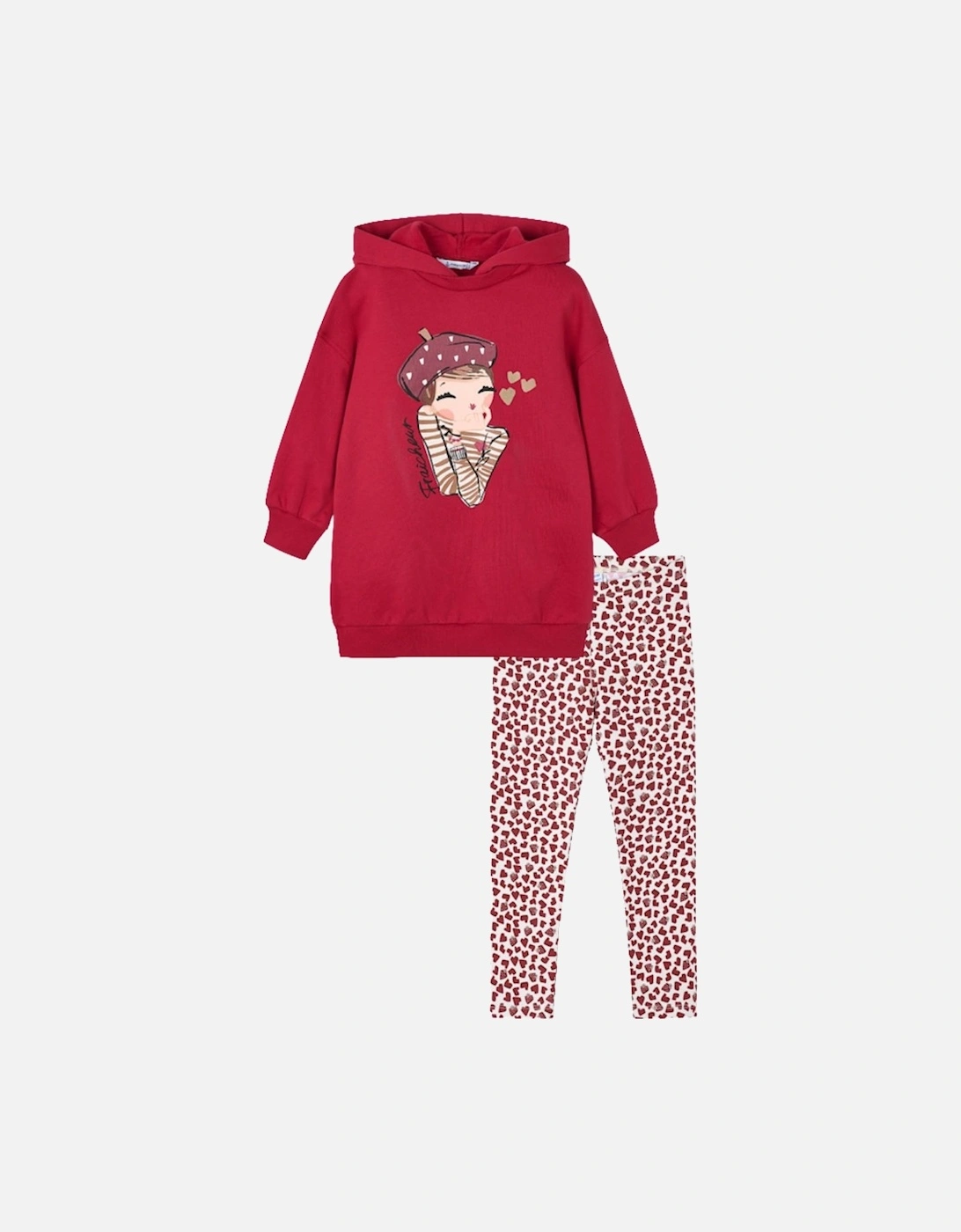 GIRLS RED HOODED DRESS/LEGGINGS SET 4.928