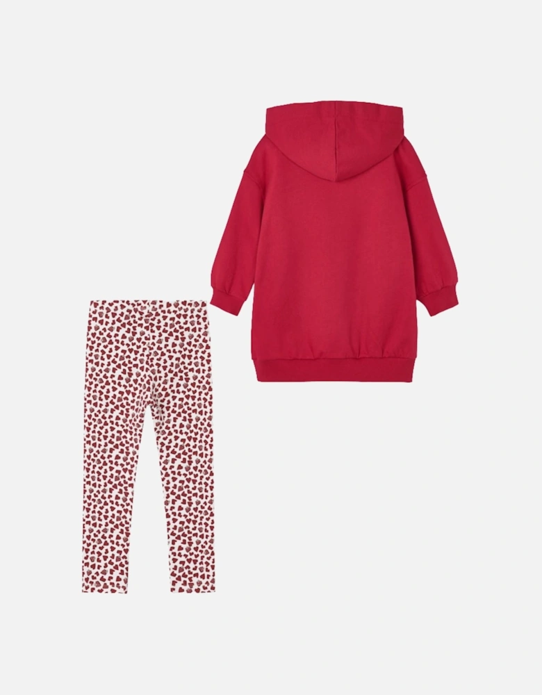 GIRLS RED HOODED DRESS/LEGGINGS SET 4.928