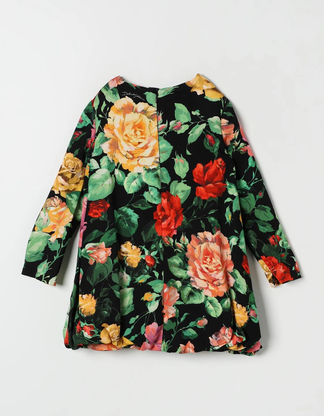 Floral Silk Dress Aline Long Sleeves