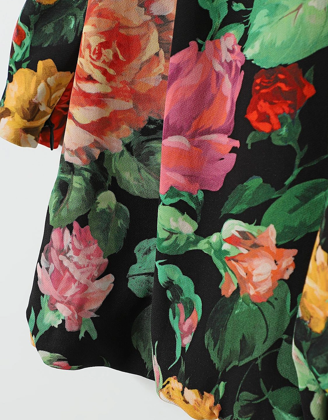 Floral Silk Dress Aline Long Sleeves