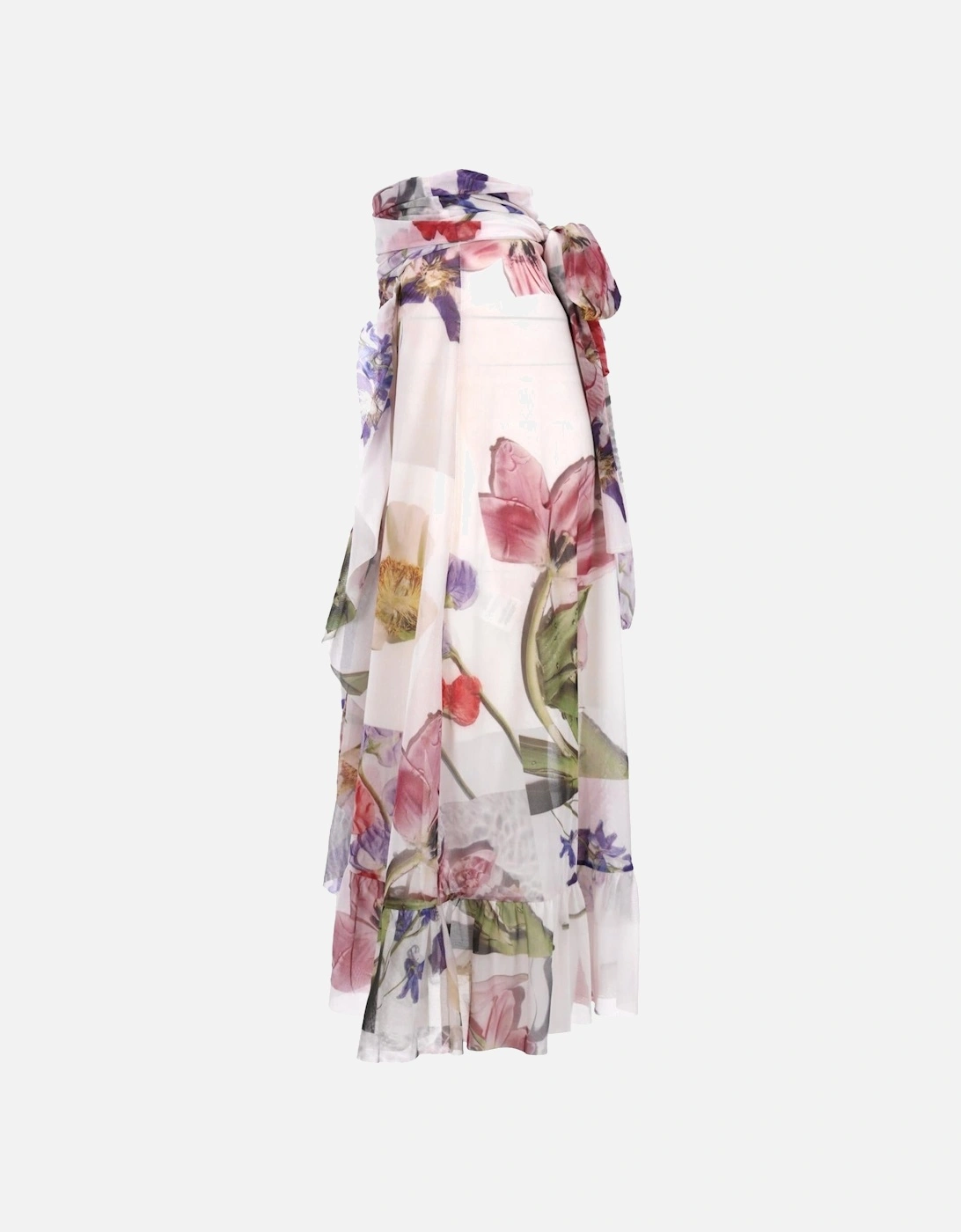 Floral Print Wrap Skirt with Ruched Waist and Ruffle Trim