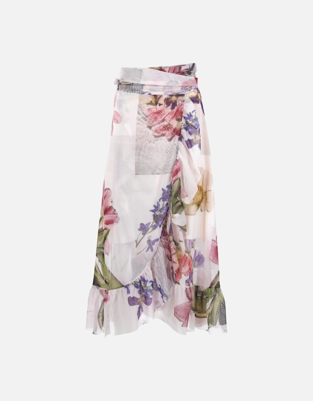 Floral Print Wrap Skirt with Ruched Waist and Ruffle Trim, 11 of 10