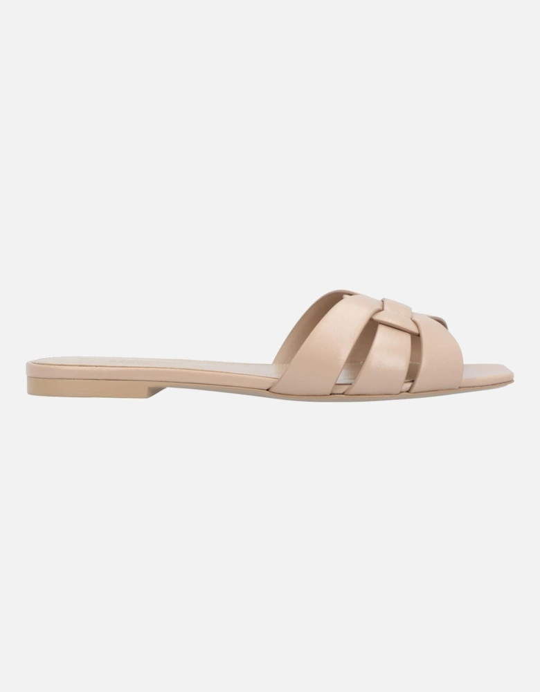 Elegant Woven Leather Flat Sandals - Comfortable Slip-On Style