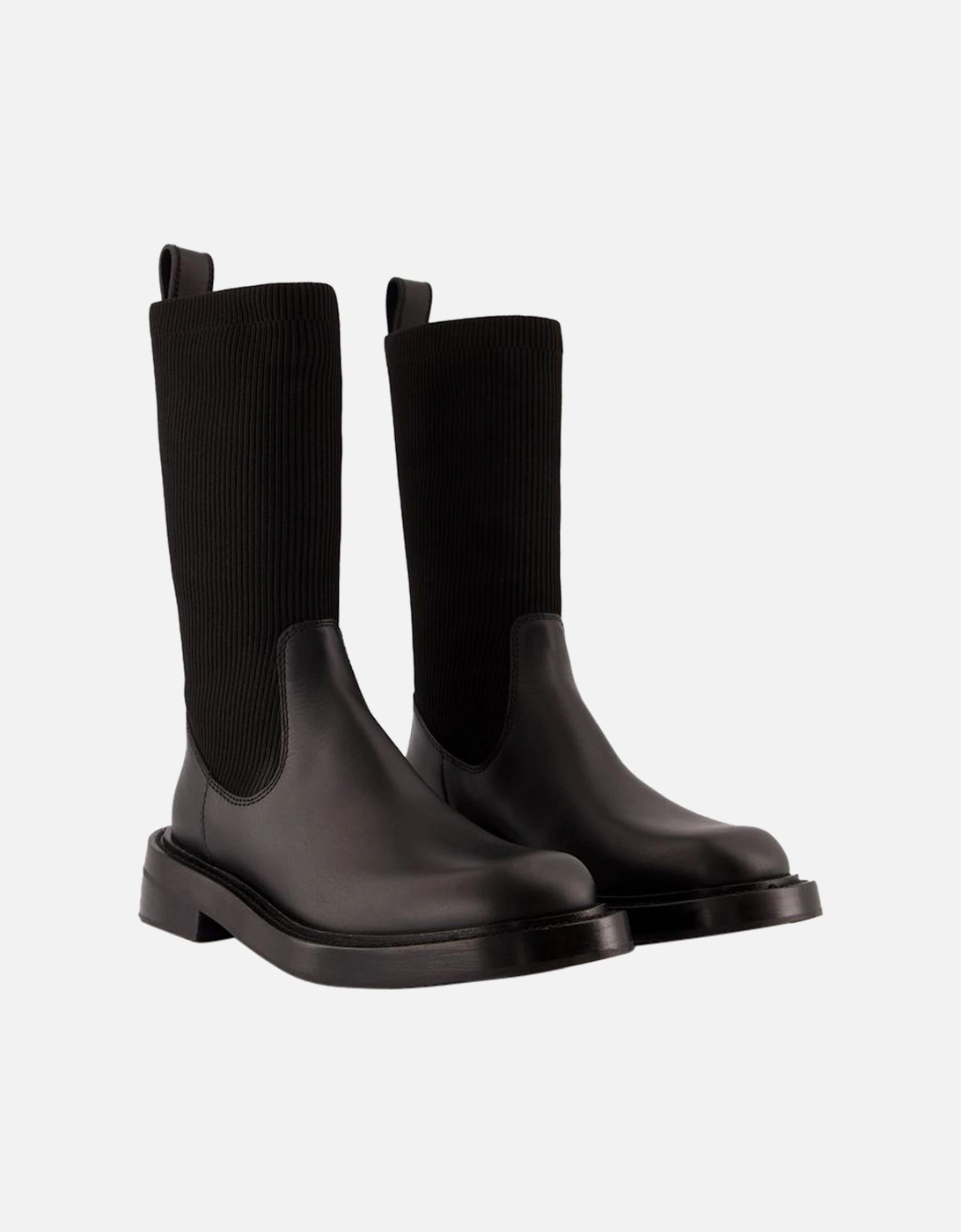 KnitTop Leather Ankle Boots